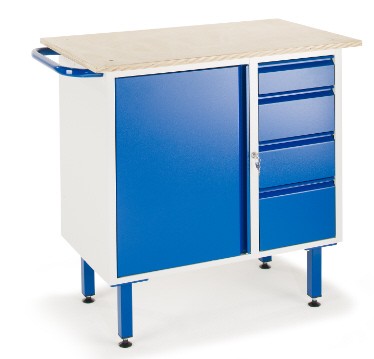 ROLLCART 07-4371 Kleine Werkbank, vier Schubladen, ein Schrank